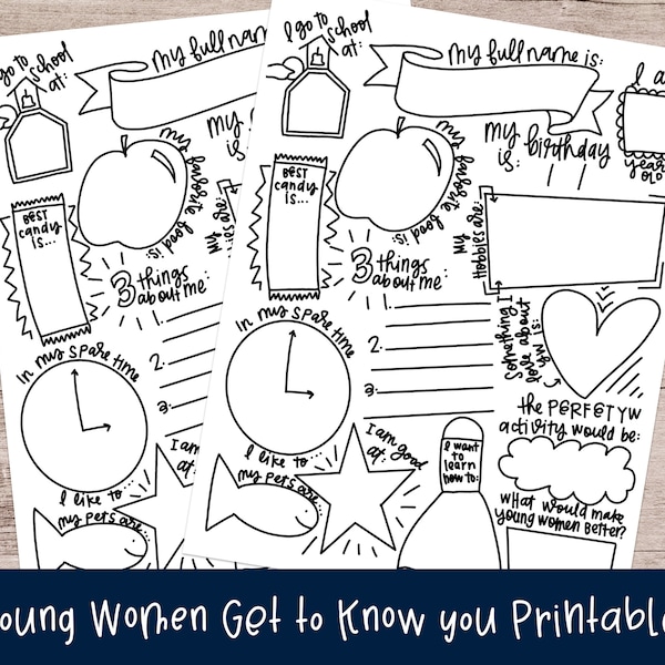 Young Women Get to know you Printable • Idea for Young Women Get to know you activity • YW Activity ideas • New YW Presidency Ideas