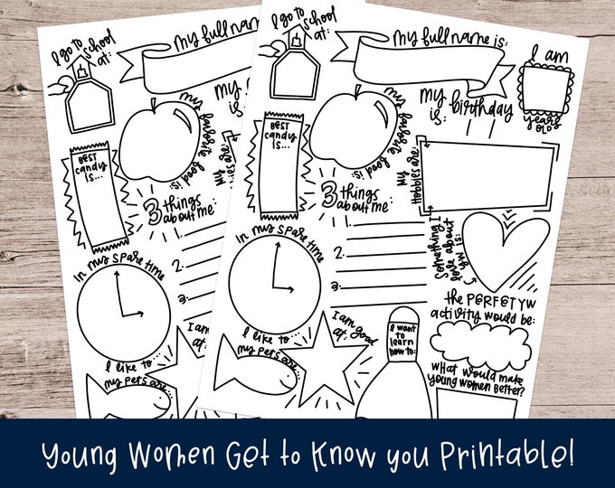 Young Women Get to Know You Printable Idea for Young Women - Etsy