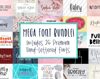 Mega Font Bundle | 25 Handwritten fonts | Modern Calligraphy Font | Craft Font Bundle | Cricut font | SVG Font Bundle | Handlettered font