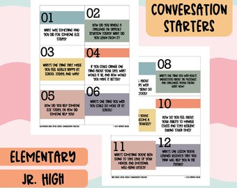 Naschoolse conversatiestarters voor kinderen | Afdrukbare vragen voor basis-, middelbaar en middelbaar onderwijs | Digitale download