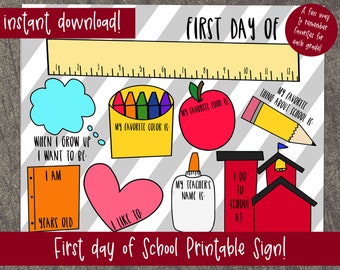 First Day of School Sign with Journaling - Back to School Printable Sign
