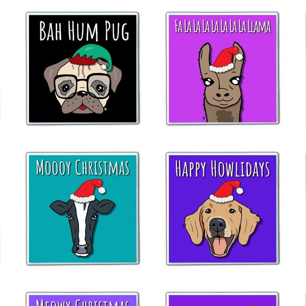 Christmas Coaster Sets / Mix & Match / Seasons Greetings / Bad Jokes / Drinkware / Kitchen / Barware / Animal Puns / Food Puns / Handmade