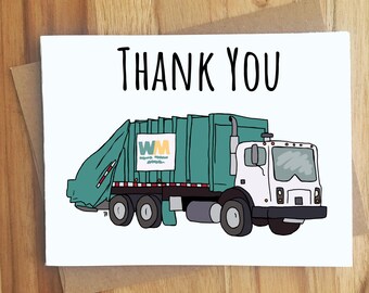 Thank You Sanitation Worker Greeting Card / Thank You Note Letter / Thanks / Appreciation / Thankful / Handmade Gift / Garbage Trash Rubbish