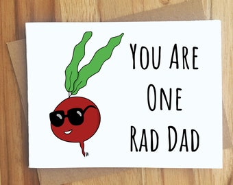 You Are One Rad Dad Radish Card / Handmade Greeting Cards / Play On Words / Father's Day Gift / Dad Jokes / Food Puns / Funny Love / Veggies