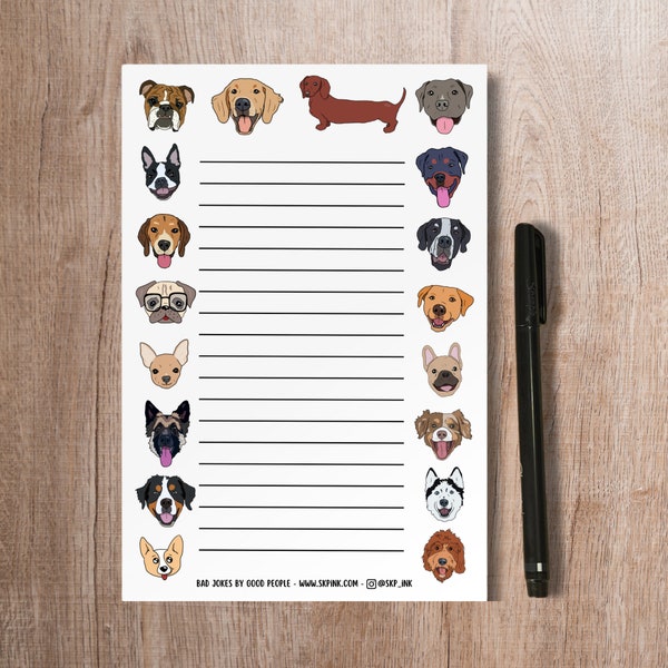 Cute Dog Notepad / Dog Lover Gift / Handmade Scratch Pad / Paper Stationery / To Do List / Lined Note Book / Journal / Dog Mom Dog Dad Gift