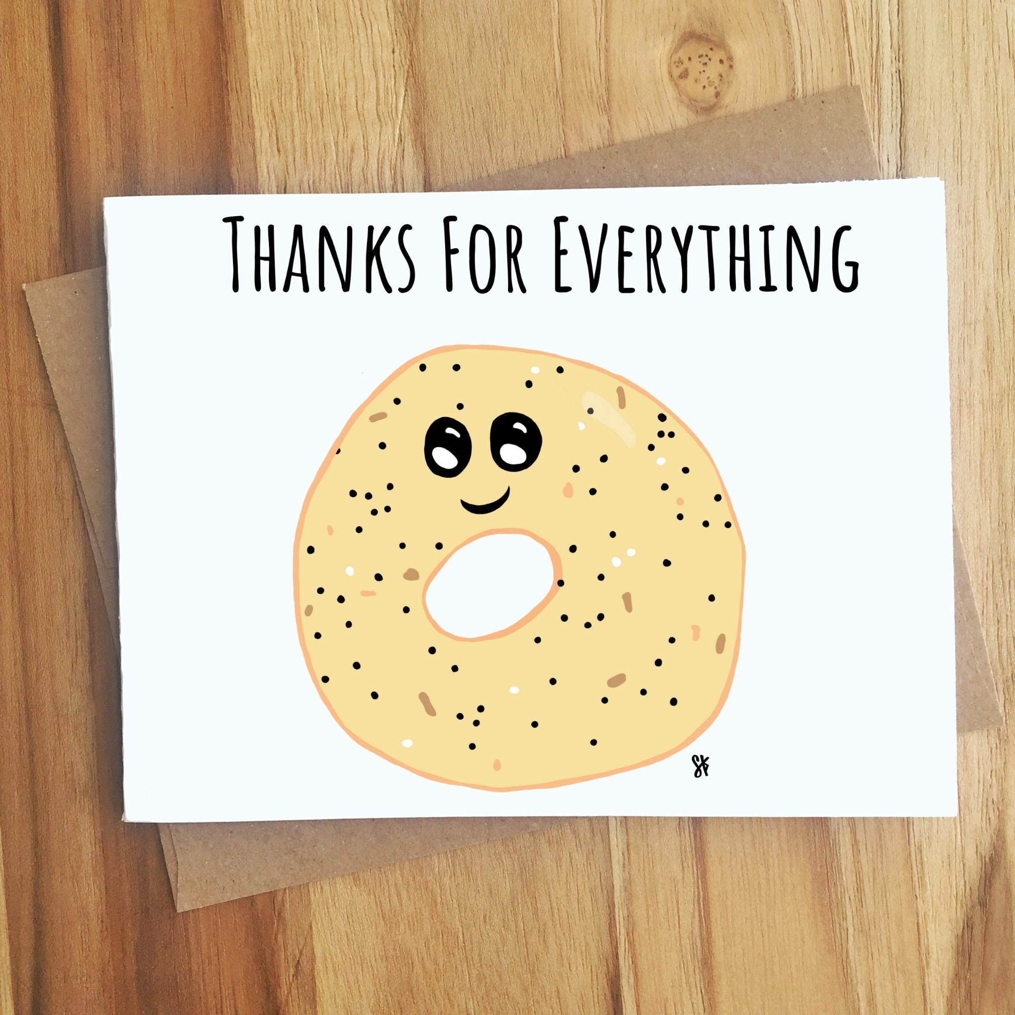 Thanks for Everything Bagel Pun Greeting Card / Thank You Note | Etsy