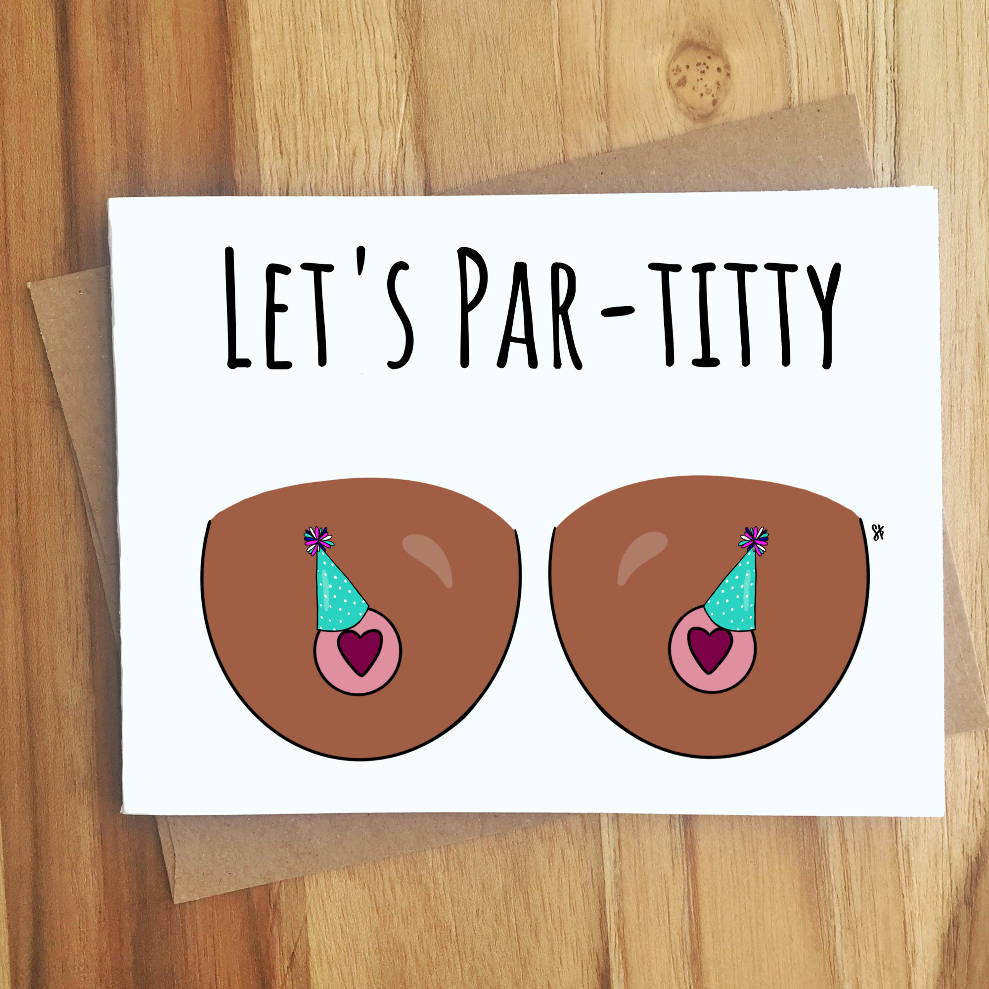 Let's Par-titty Boob Pun Greeting Card  Handmade Birthday Gift  Funny  Cute Tits Card  Puns Punny  Play on Words  Breast Friend - Etsy