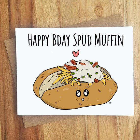 Wee Blue Coo Lustige Geburtstagskarte „Glücklich Spud Kartoffel“ – Humorvolles Design, 17,5x12,5 Cm, Innen Leer