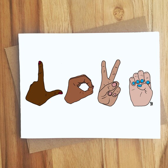 Love American Sign Language Greeting Card / ASL / Thinking of | Etsy