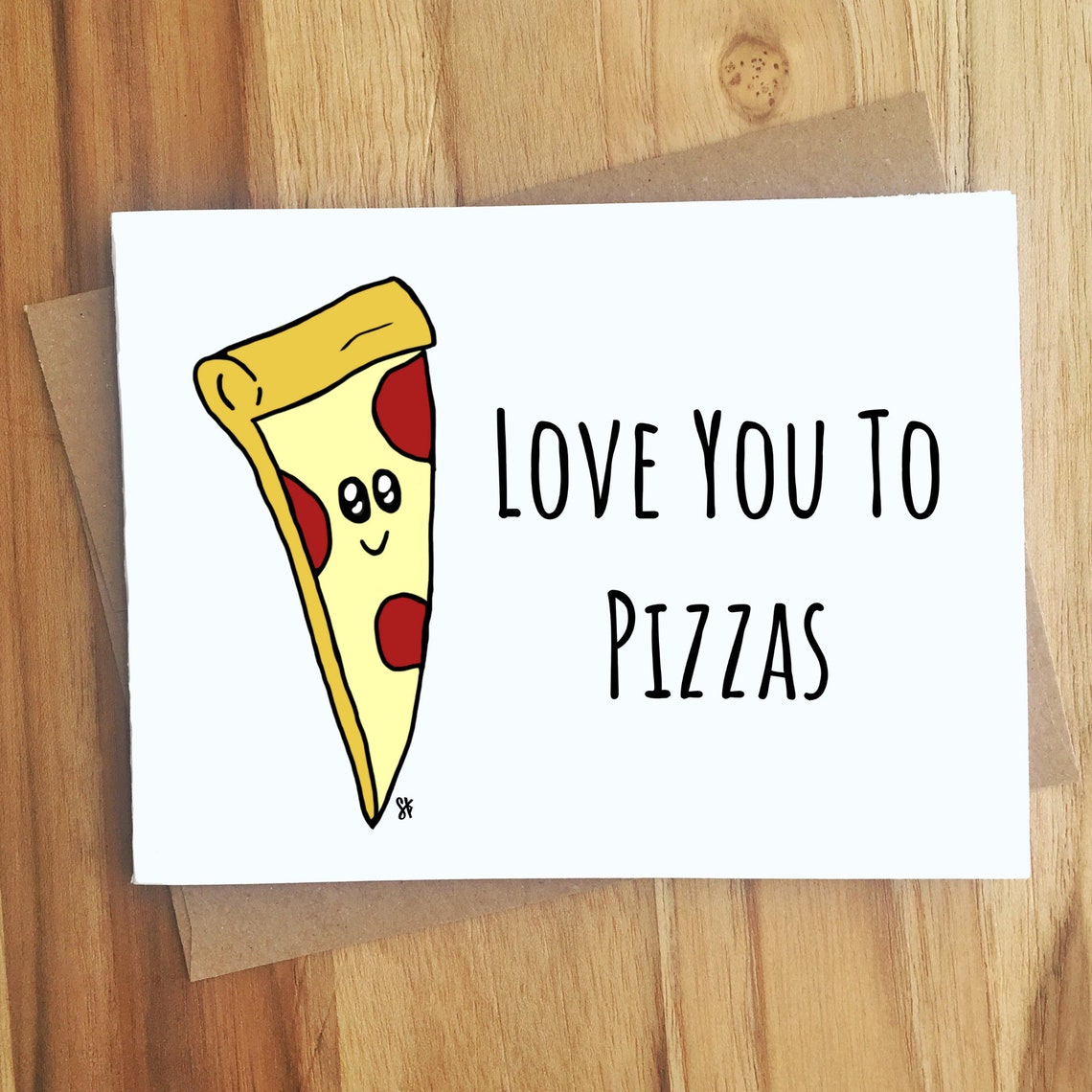 Love You To Pizzas Pizza Pun Greeting Card / Cadeau fait main Etsy