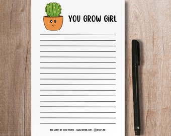 Cute Plant Notepad / Succulent Pun / Handmade Notepad / Scratch Pad / Paper Gift / Encouragement / Stationery / To Do List / Funny Organizer