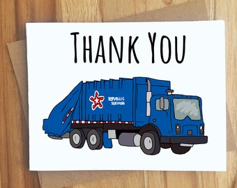 Thank You Sanitation Worker Greeting Card / Thank You Note Letter / Thanks / Appreciation / Thankful / Handmade Gift / Garbage Trash Rubbish