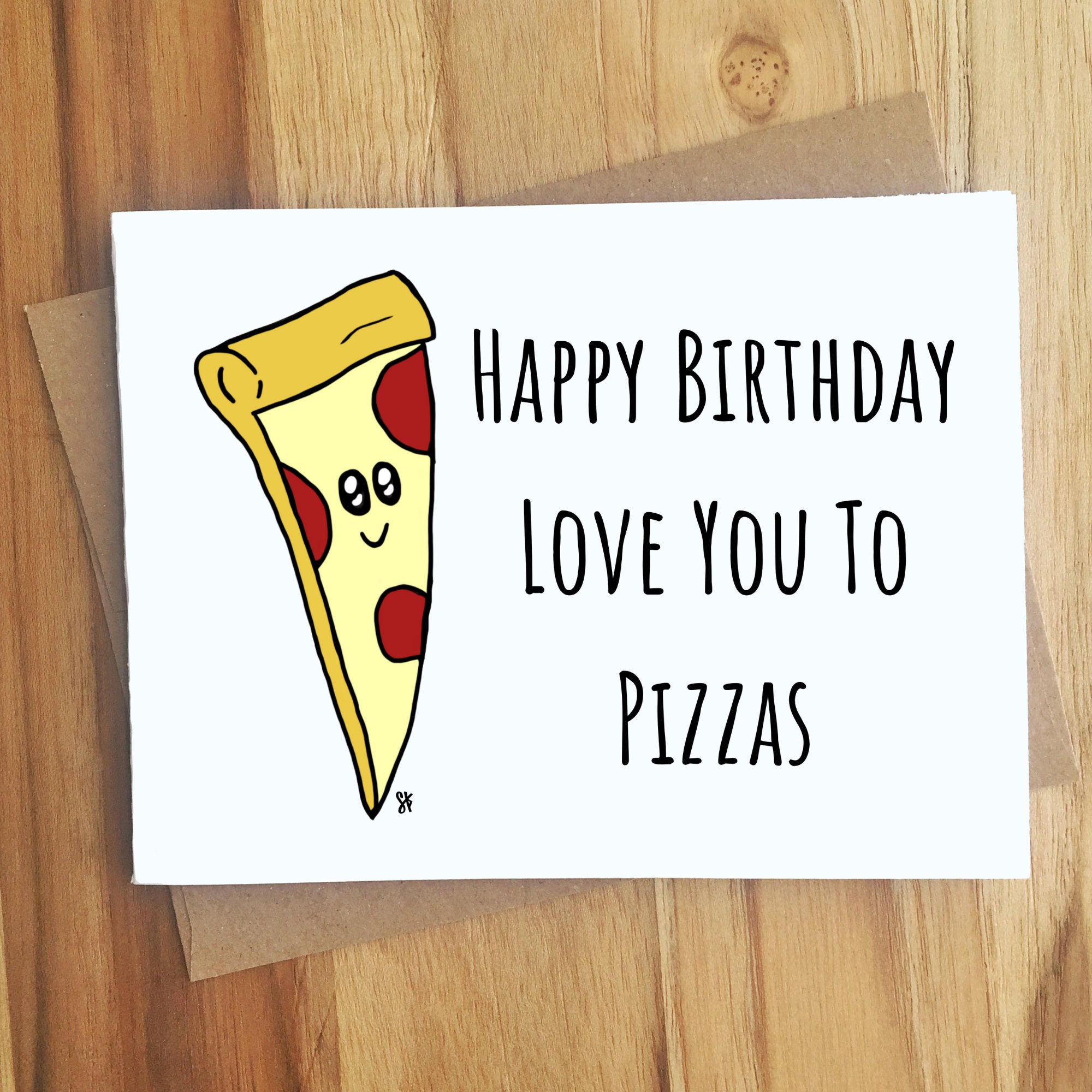 Happy Birthday Love You To Pizzas Pizza Pun Greeting Card / Etsy