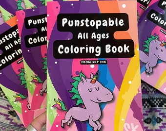 Punstopable All Ages Puns Coloring Book / Puns Play on Words / Children Kids PG / Punny Gift / Best Friend BFF / Drawing Relaxation Draw
