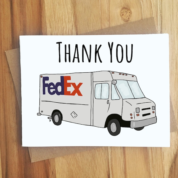 Thank You Fedex Mail Carrier Greeting Card / Thank You Note Letter / Thanks / Postal Worker / Appreciation / Thankful / Handmade Gift / Thx