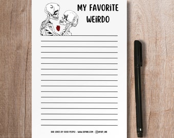 Creepy Notepad / Cute Skeletons / Handmade Notepad / Scratch Pad / Paper Anniversary Gift / Stationery / To Do List / Dark Humor Love