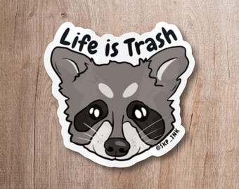 Life is Trash / Raccoon Pun 2 inch Vinyl Sticker / Laptop Accessory / Water bottle