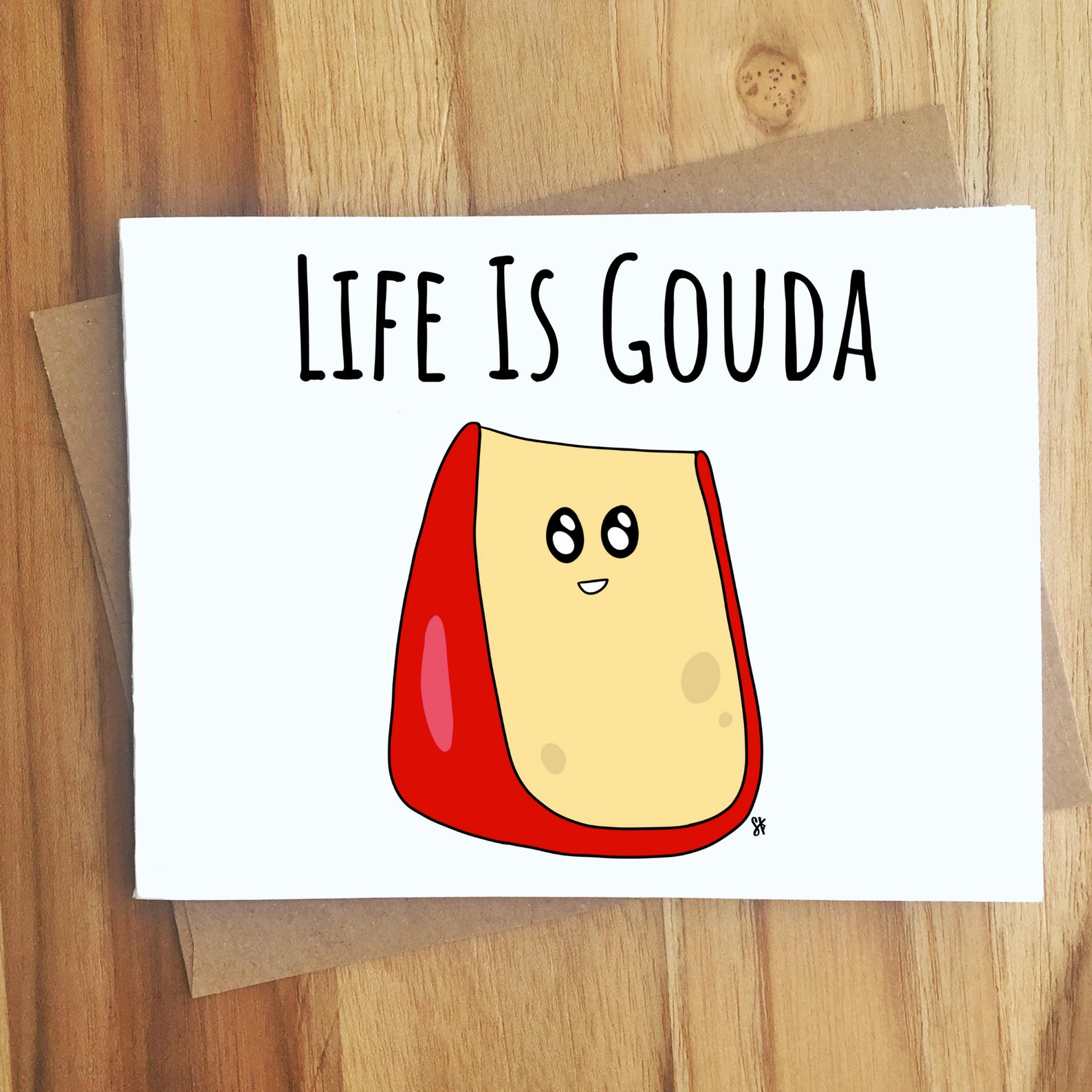 Life is Gouda Cheese Pun Card / Handmade Greeting Card / Play Etsy