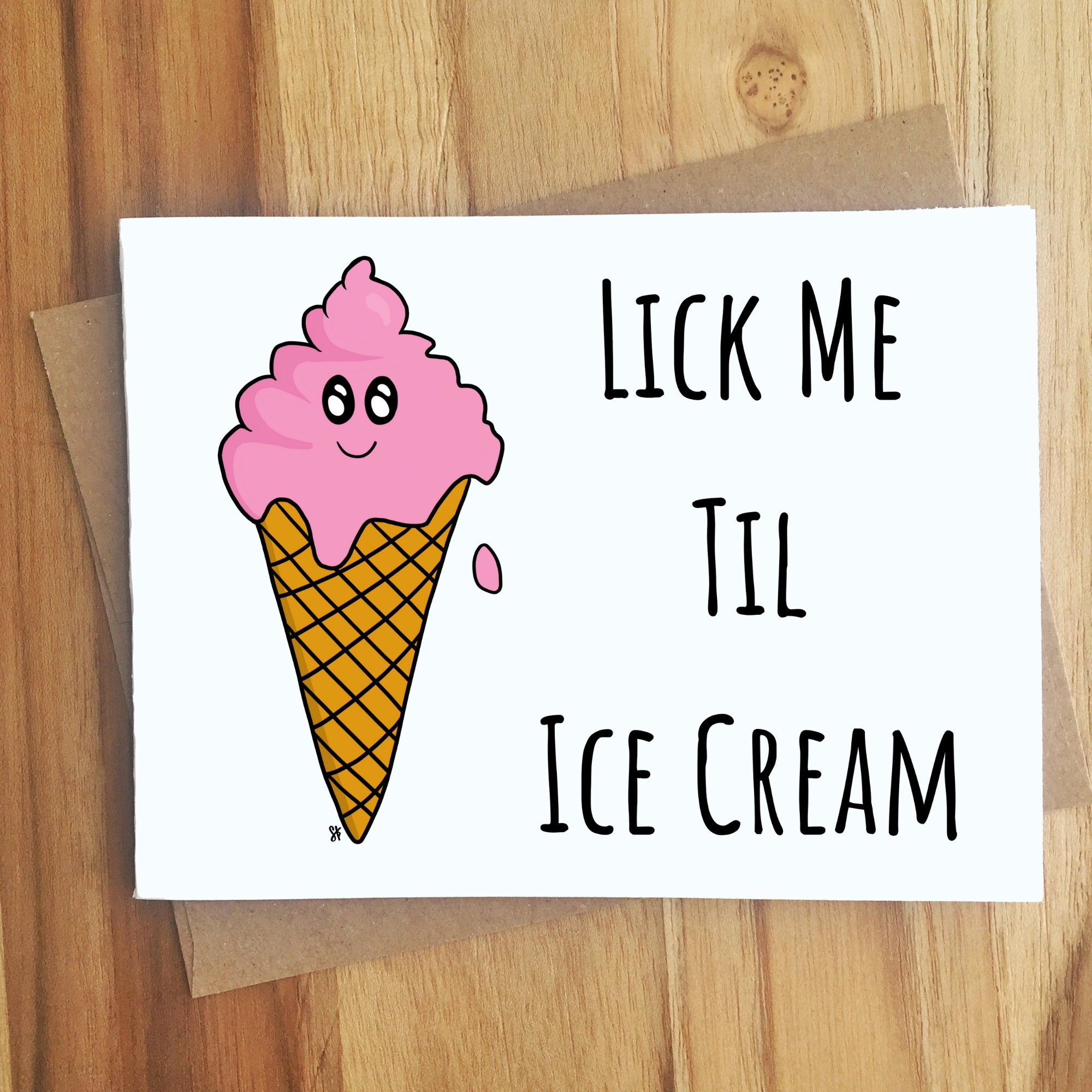 Lick Me Til Ice Cream Pun Greeting Card / Innuendo Dirty Play - Etsy Lick Me Til Ice Cream Pun Greeting Card / Innuendo Dirty Play - Etsy