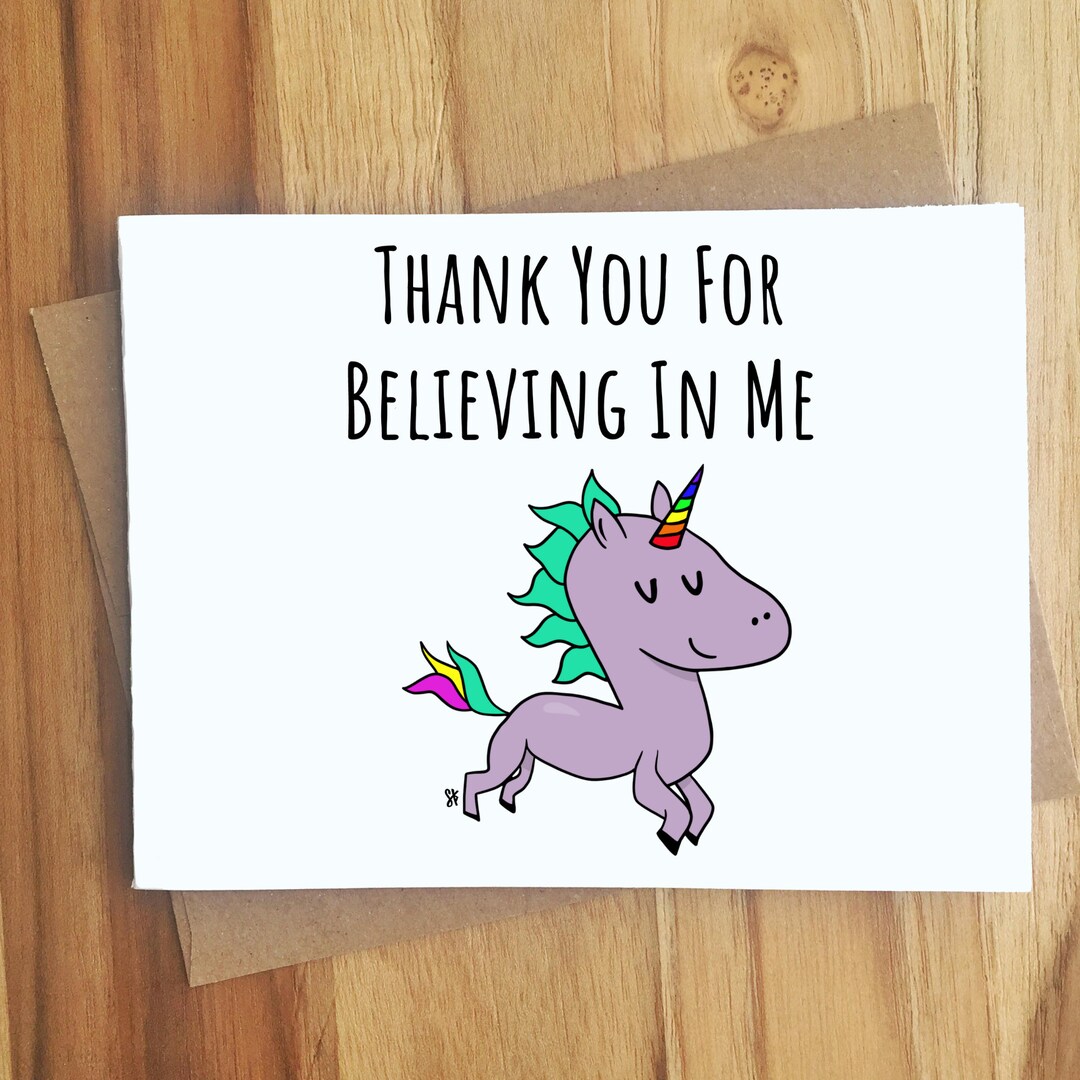 Unicorn Card, Encouragement, Good Luck Card, Unicorn, I Believe in You,  Congratulations 