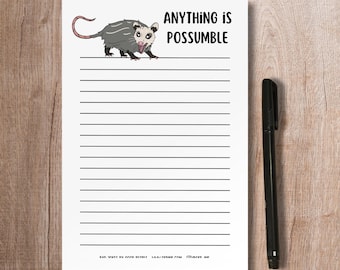 Funny Possum Notepad / Dark Humor / Handmade Notepad / Scratch Pad / Paper Gift / Stationery / To Do List / Killing It / Encouragement