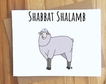 Shabbat Shalamb Pun Card Greeting Card / Handmade Gift / Chanukah / Well Wishes / Happy Holidays / Season's Greetings / Jewish / Cute Family