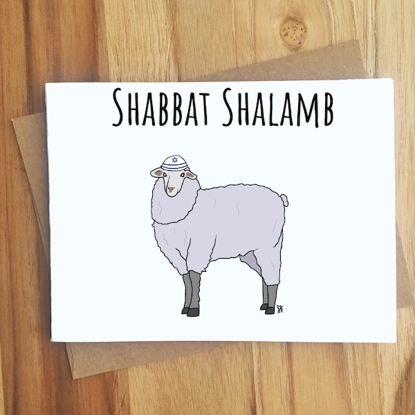 Shabbat Shalamb Pun Card Greeting Card / Handmade Gift / Chanukah / Well Wishes / Happy Holidays / Season's Greetings / Jewish / Cute Family