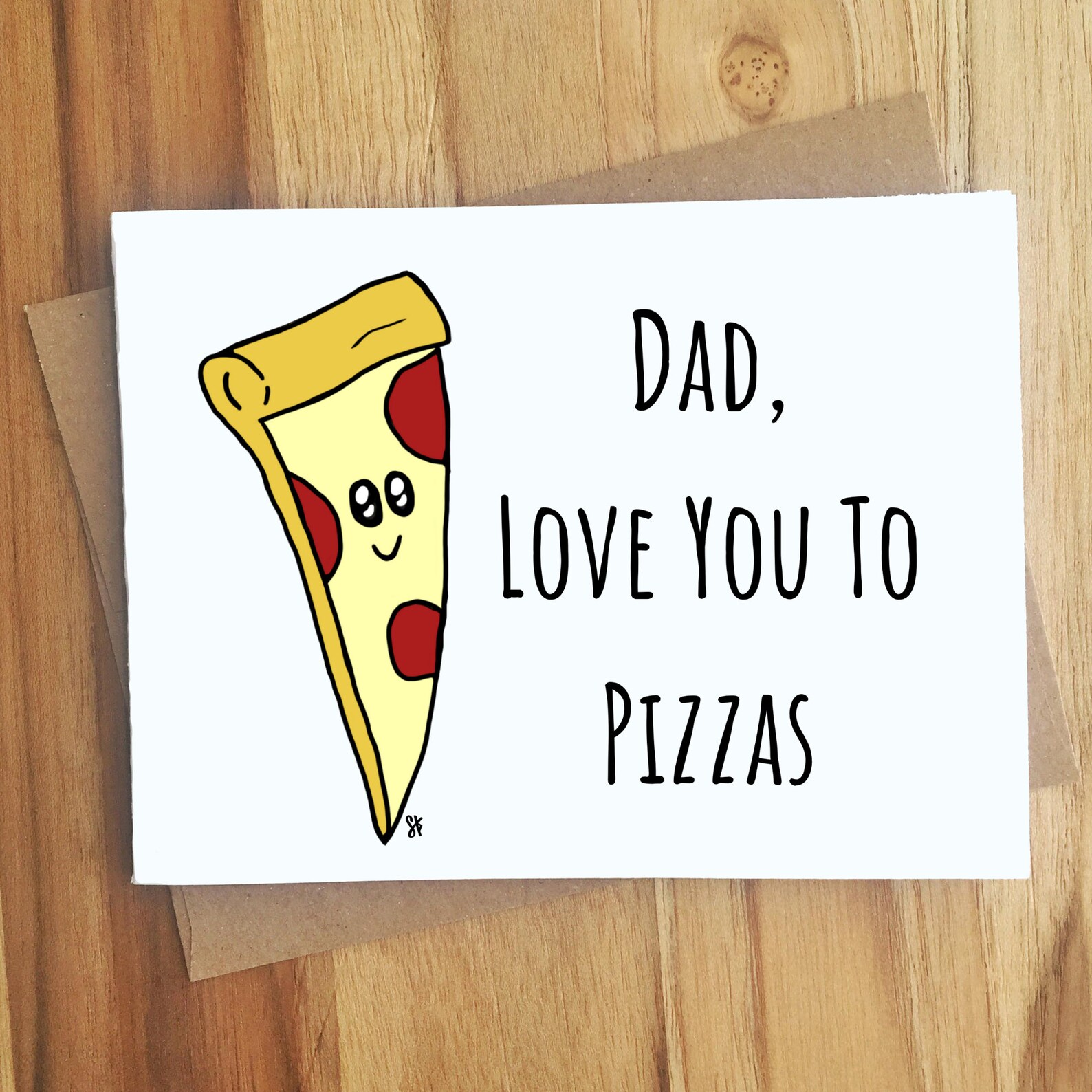Dad Love You to Pizzas Pizza Pun Greeting Card / Father's Etsy