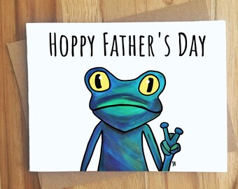 Hoppy Father's Day Frog Pun Card / Handmade Greeting Cards / Play On Words / Father's Day Gift / Dad Jokes / Animal Puns / Funny Love Daddy