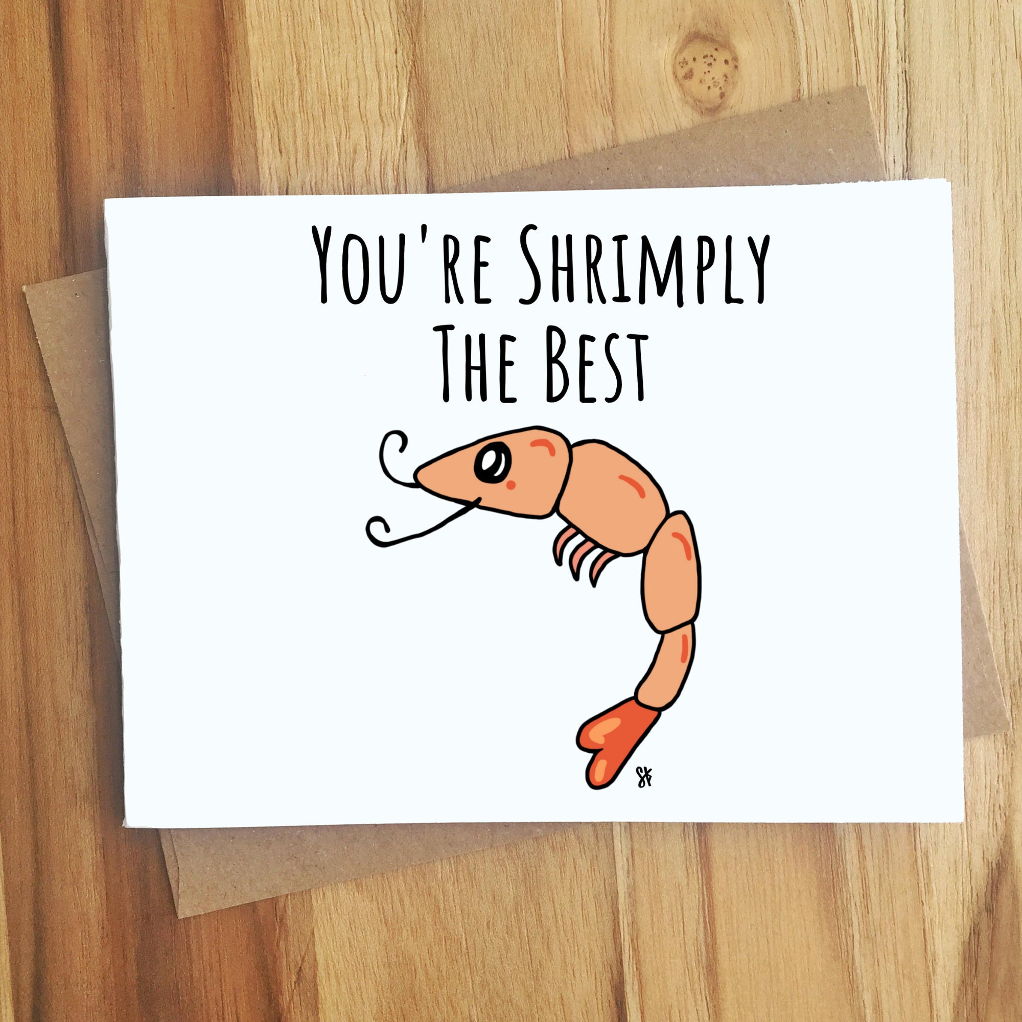 You Re Shrimply The Best Shrimp Pun Greeting Card Thank Etsy 