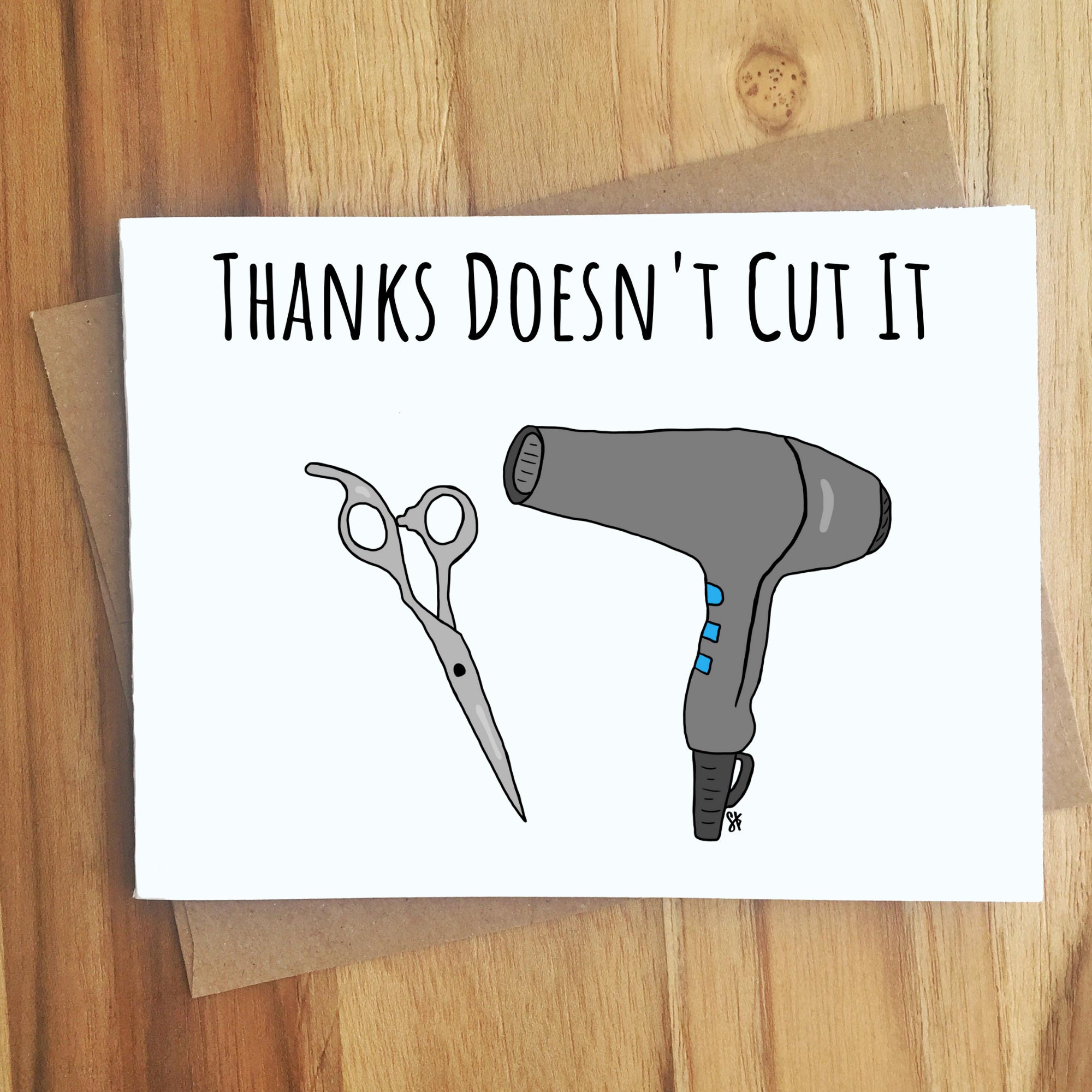 Thanks Doesn't Cut It Hair Dresser Pun Greeting Card / - Etsy Canada