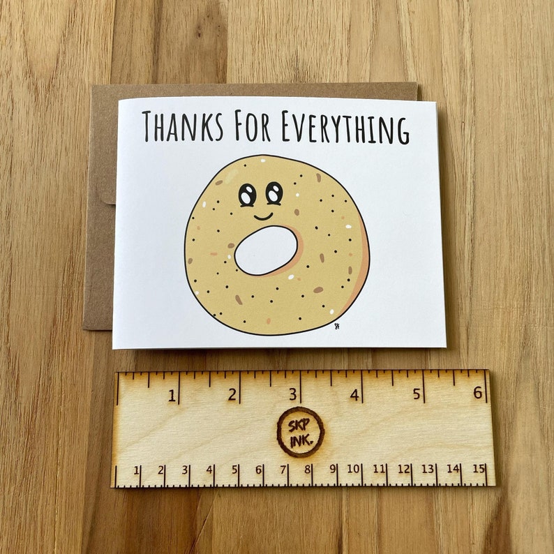 Thanks for Everything Bagel Pun Greeting Card / Thank You Note Letter ...