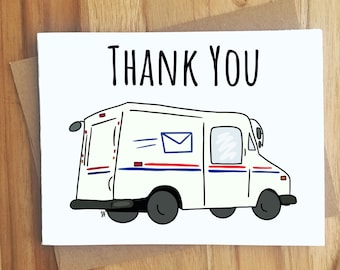 Thank You Mail Carrier Greeting Card / Thank You Note Letter / Thanks / USPS / Postal Worker / Appreciation / Thankful / Handmade Gift / Thx