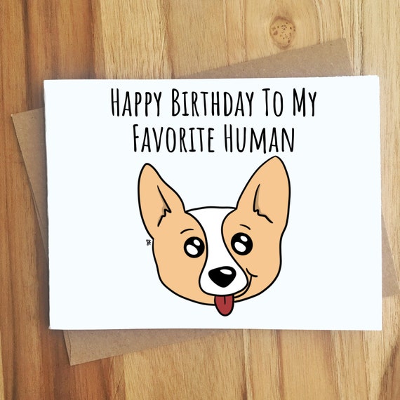 Joyeux Anniversaire A Mon Chien Corgi Humain Prefere Pun Carte Etsy Canada
