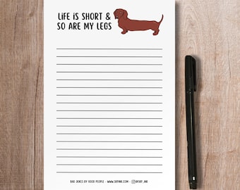 Funny Dachshund Dog Notepad / Dog Lover Gift / Handmade Scratch Pad / Paper Stationery / To Do List / Lined Note Book / Dog Mom Thank You