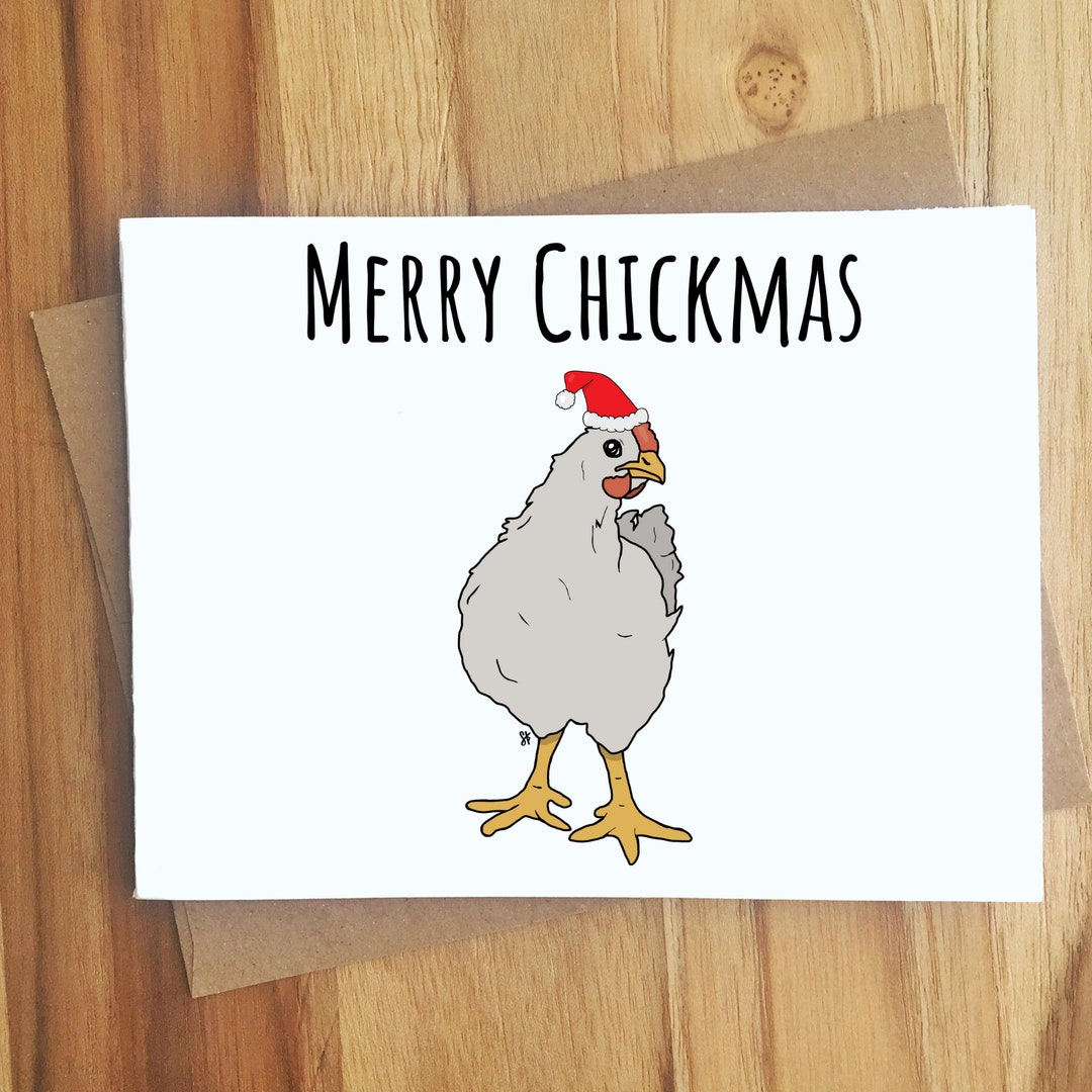 Merry Chickmas Chicken Pun Christmas Greeting Card / Handmade - Etsy