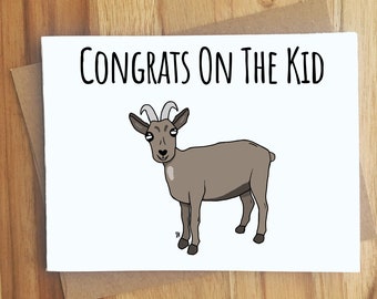 Congrats On The Kid Goat Pun Card / Pregnancy / Babies / New Mom Dad Parents / Handmade Baby Shower Gift / Baby Shower / Cute Funny Birth