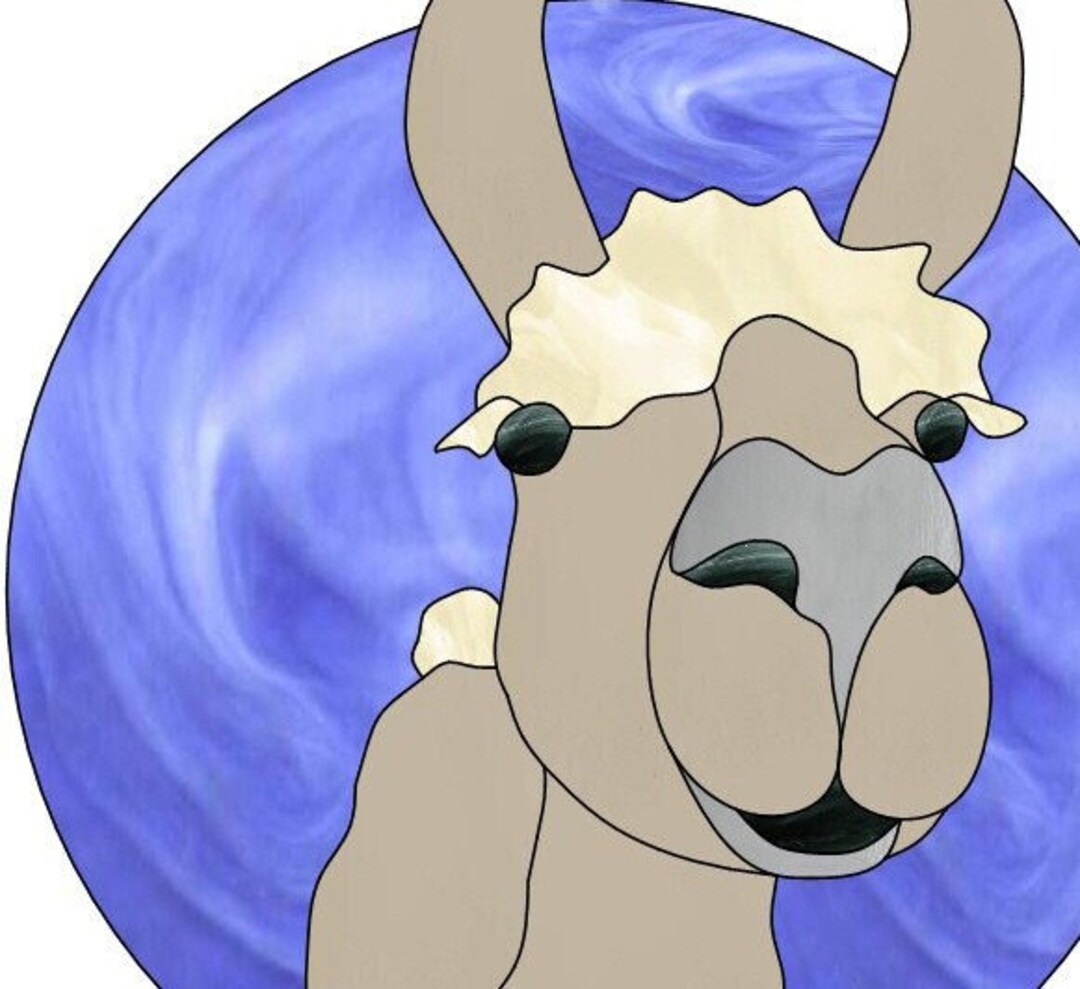 PDF Instant Download, Happy Llama, Stained Glass Patterns, Stained
