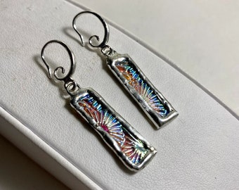 DICHROIC STICK Earrings by Hip Chick Glass, Hip Chick Jewelry, Stained Glass Earring, Stained Glass Earrings for Women, Stain Glass Earrings