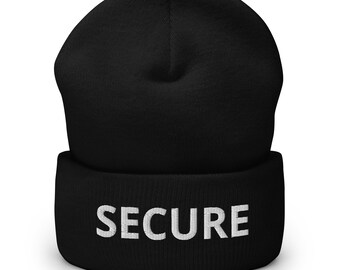 SECURE Cuffed Beanie by Hip Chick Glass, Beanie, Hat, Accessories, Snug Fit Beanie, Positive Quotes