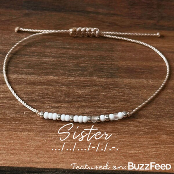 Sister Morse Code Bracelet - Friendship Bracelet - Bracelets for Women - Morse Code Jewelry - Sister Gift