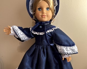 Custom Navy Silk Gown Ensemble ~ Fits American Girl Dolls or Similar 18-Inch Dolls