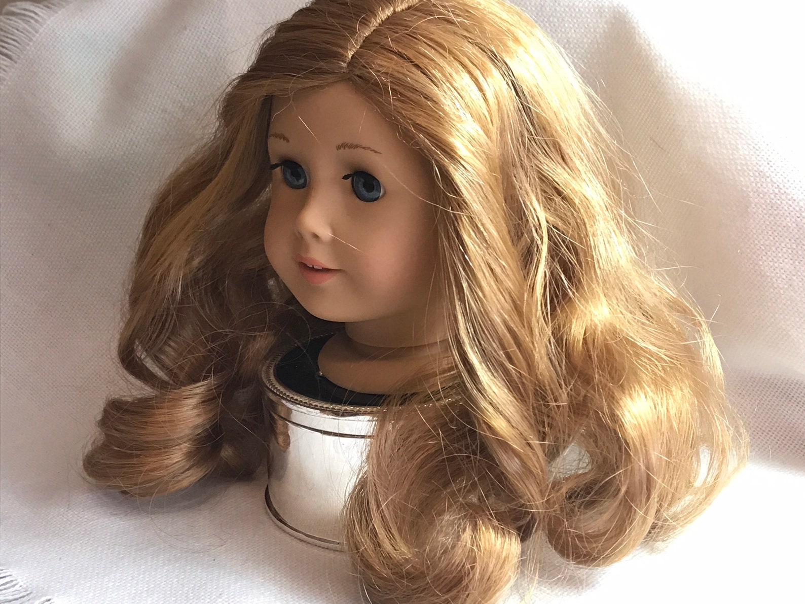 American Girl Doll Head Only Light Red Hair Blue Eyes Etsy