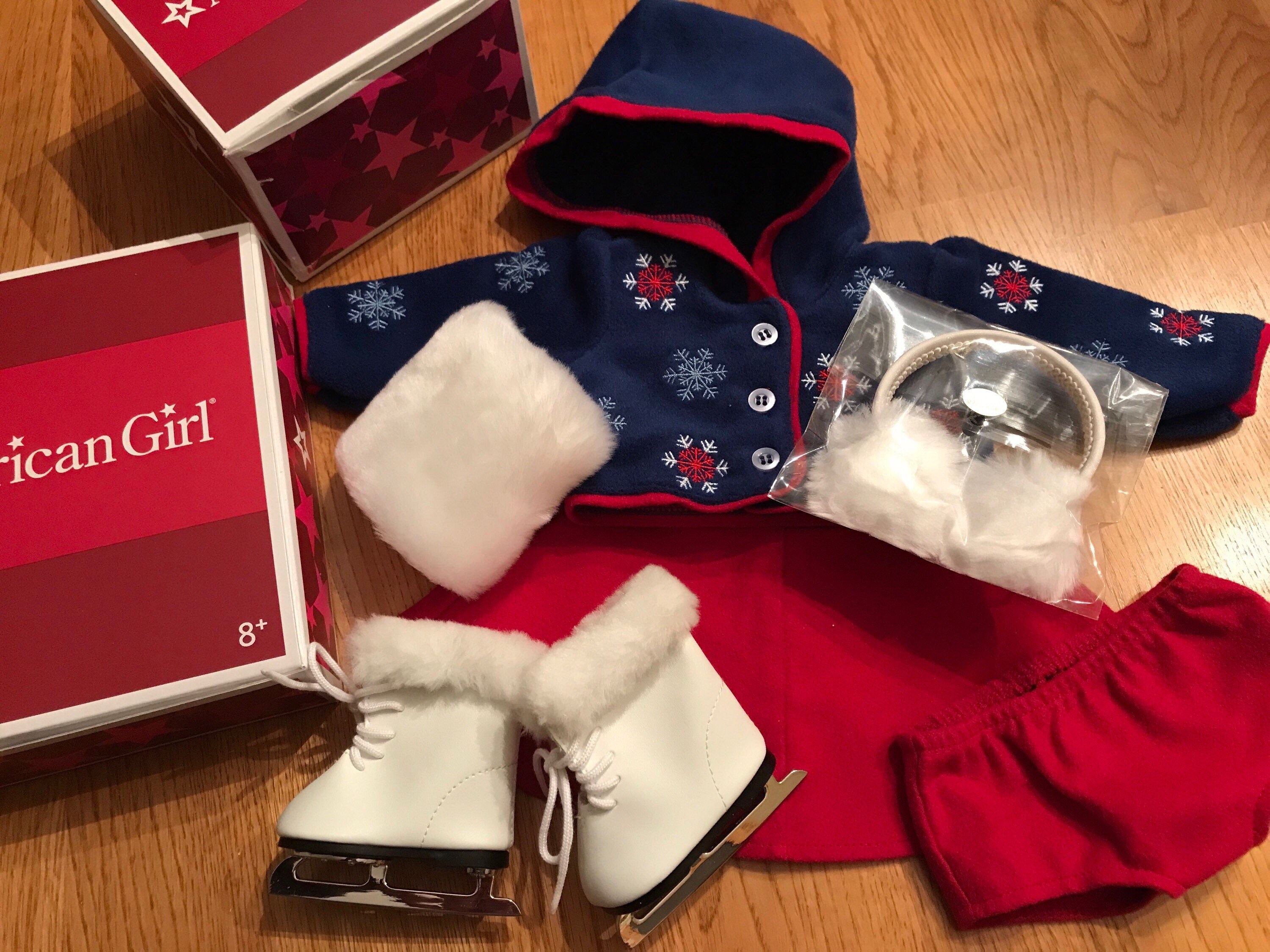 American Girl Molly McIntire Doll Skating Outfit Red Flannel Skirt Only 