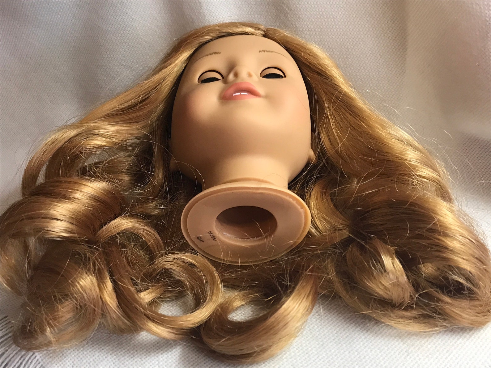 American Girl Doll Head Only Light Red Hair Blue Eyes Etsy