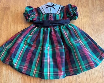 blue and green plaid christmas dress Girl Green Plaid Holiday Dress