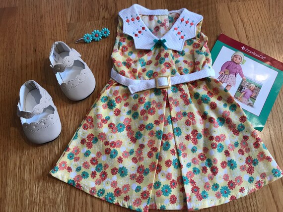 American Girl Kit s Floral print Dress Complete With Shoes and