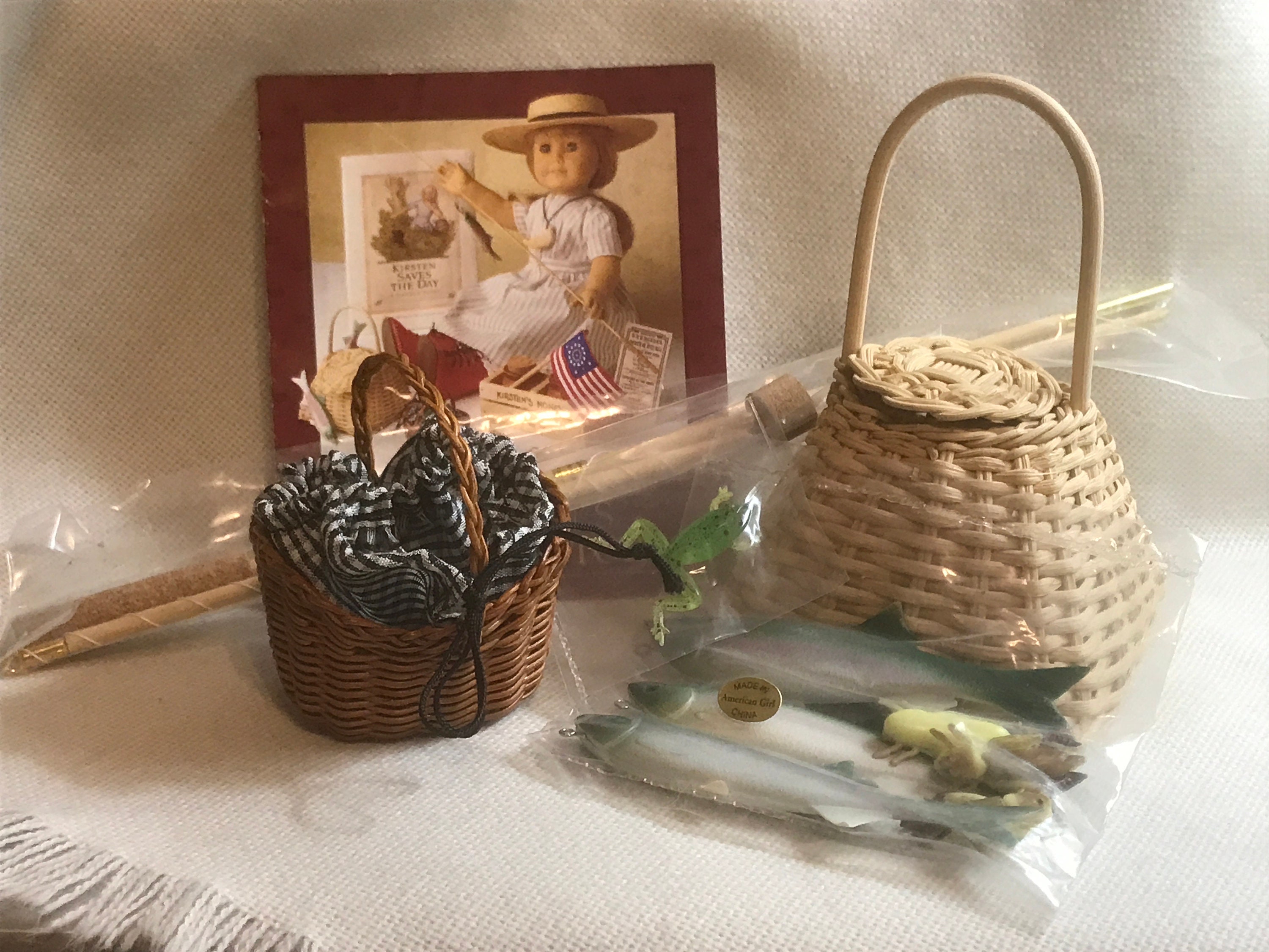 NEW American Girl Kirsten's Fishing Set Complete Set New Without Box Mint  Vintage Condition Retired 