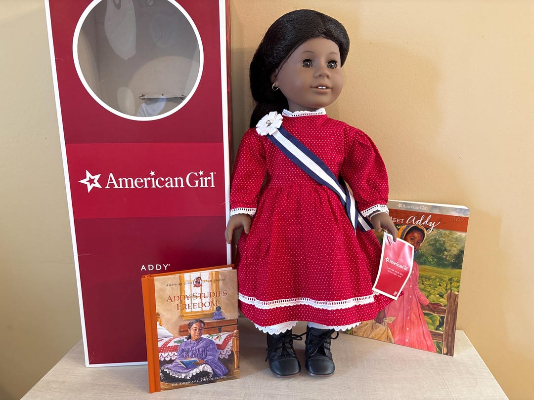 American Girl Addy Walker Doll Wearing Patriotic Party Dress and Blue ...