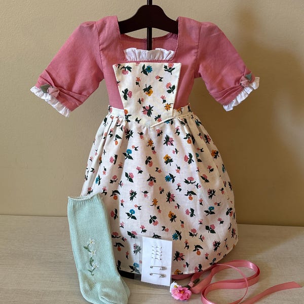 American Girl Felicity's Spring Gown ~ Felicity's Pinner Apron ~ From Felicity's First Release ~ Vintage ~ Retired